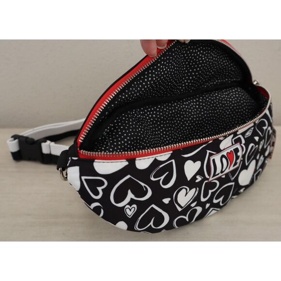 Brighton Black/White Hearts Endless Love Nylon Crossbody Fanny Pack Belt Bag - Picture 4 of 16